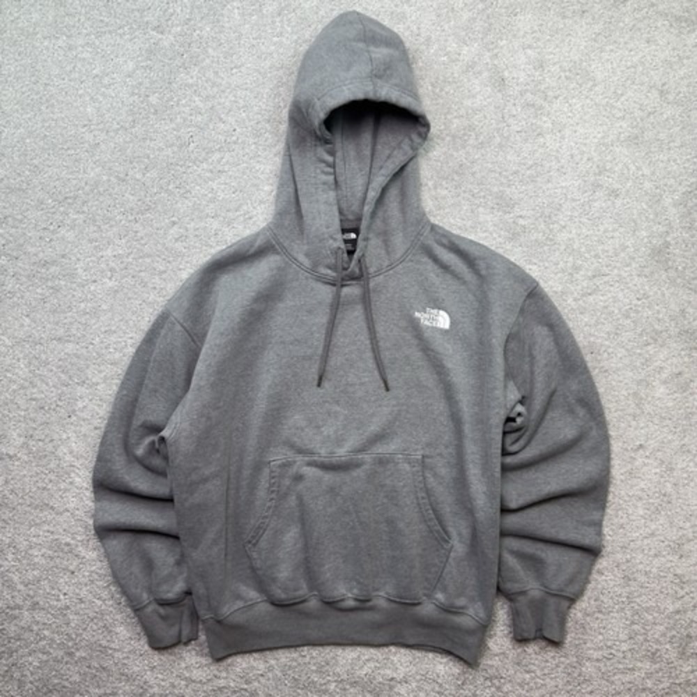 The North Face Hoodie Mens Medium Gray Oversized Fleece Pullover Sweatshirt